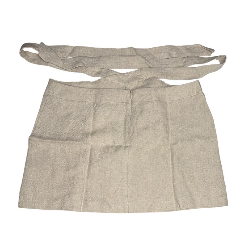 NWT Rumer Avalon Linen High Waist Tie Wrap Mini Skirt Back Zip Up S Natural - Picture 14 of 15